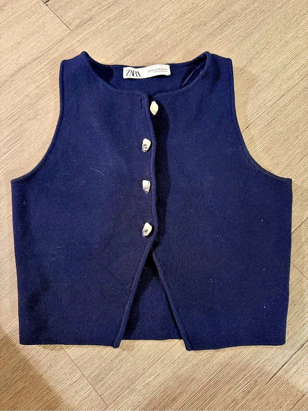 Zara Navy Button-Front Sweater Vest Like New